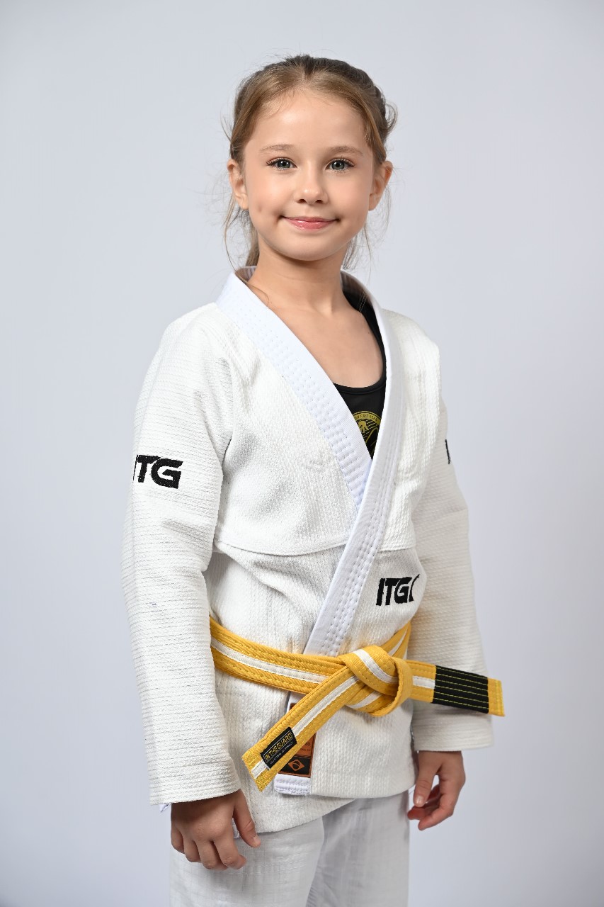 Kimono Infantil In The Guard Feminino Xadrez Branco